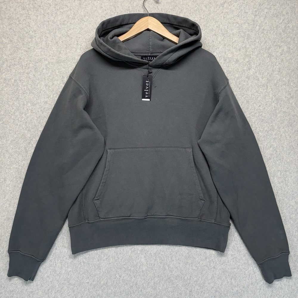 Velvet Graham Spencer Kaz Hoodie‎ Mens Medium Gray Pullover Sweatshirt NWT
